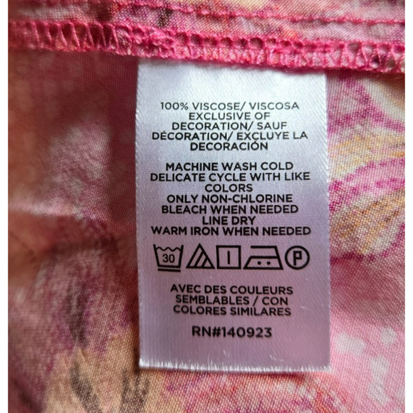 Loft XL Cocktail Dress Cutout Floral 3/4 Sleeve Midi Pink Elastic Waist NWT - Picture 7 of 8